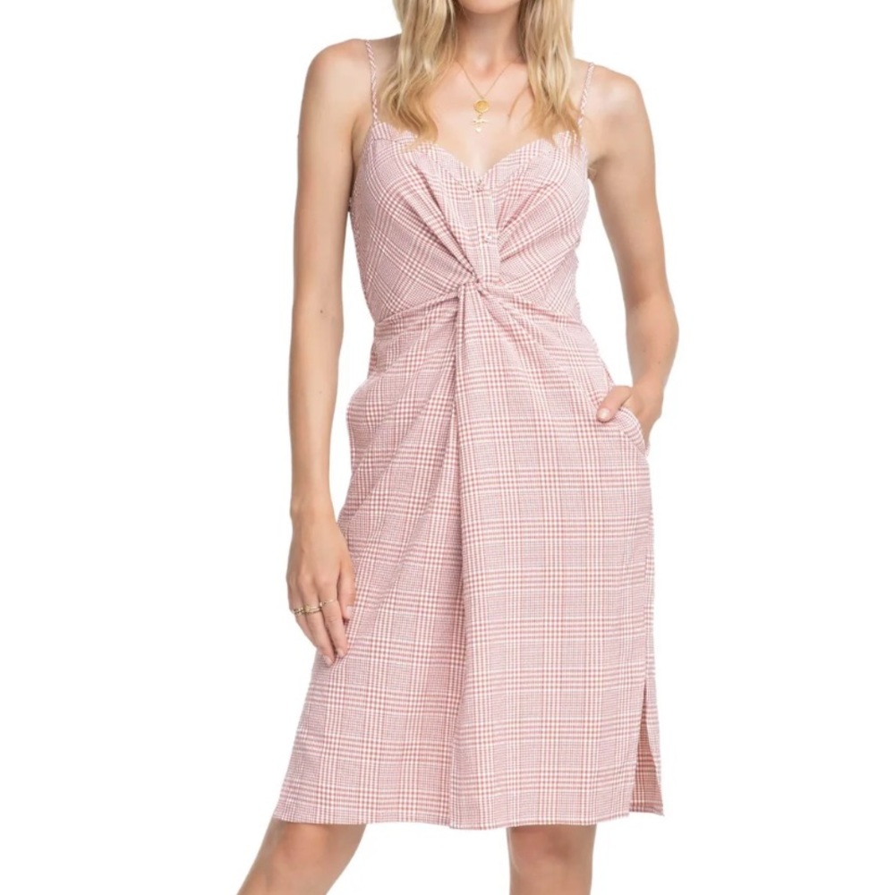 ASTR The Label Max Midi Dress in Red Checkered Print Size Small NEW With Tags